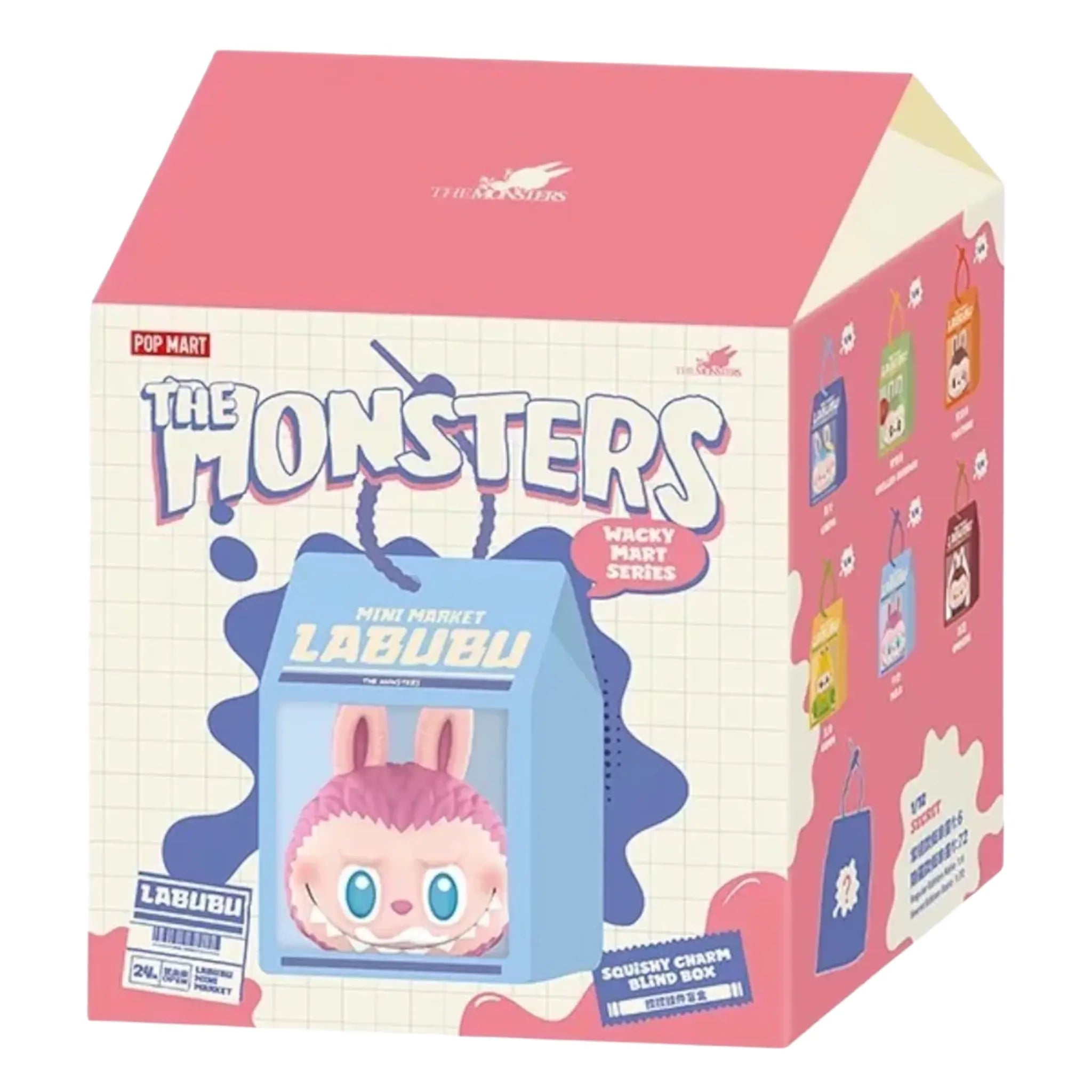 Front Side View of Pop Mart Labubu The Monsters Wacky Mart Series Squishy Charm Blind Box (Single)